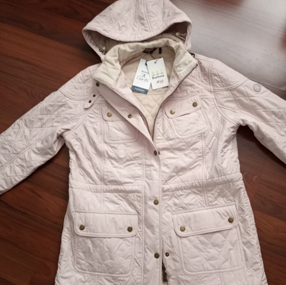 NWT Barbour Coastal Collection Arrow Parka Oyster/Beige/Pink Svrl Sizes - Picture 9 of 12